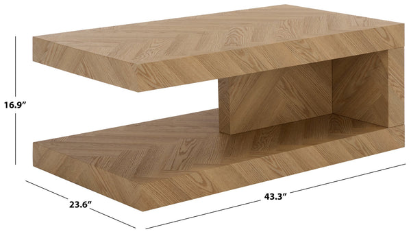 Safavieh Andra Modern Two Tier Coffee Table With Mdf Top And Metal Frame For Living Room LIGHT BROWN CK12530