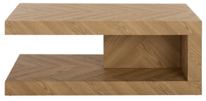 Safavieh Andra Modern Two Tier Coffee Table With Mdf Top And Metal Frame For Living Room LIGHT BROWN CK12530
