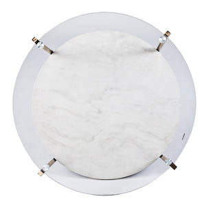 Safavieh Avenida Art Deco Cocktail Table Tempered Glass Top Faux Marble Shelf Gold Plated Legs CK1450