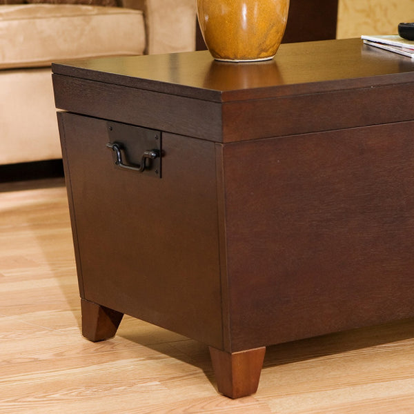 Safavieh Pyramid Lift Top Trunk Coffee Table With Hidden Storage And Safety Hinges For Living Room BROWN CK2224