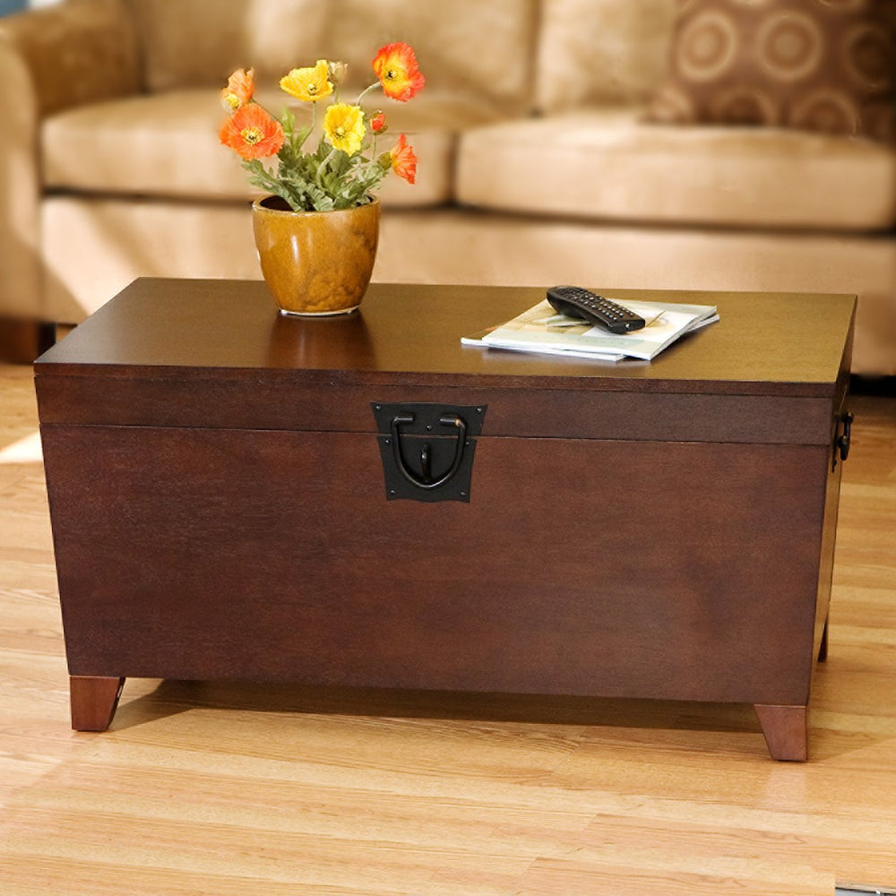 Safavieh Pyramid Lift Top Trunk Coffee Table With Hidden Storage And Safety Hinges For Living Room BROWN CK2224