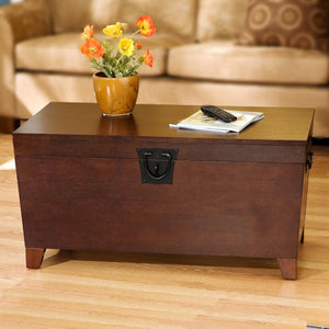 Safavieh Pyramid Lift Top Trunk Coffee Table With Hidden Storage And Safety Hinges For Living Room BROWN CK2224