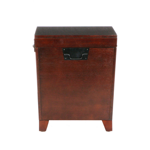 Safavieh Pyramid Trunk End Table With Lift Top Mdf Storage And Beveled Mirror Accent Legs BROWN CK2225