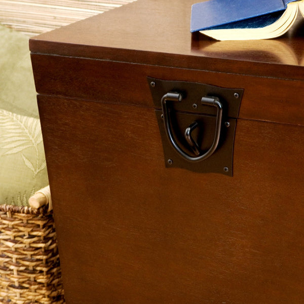 Safavieh Pyramid Trunk End Table With Lift Top Mdf Storage And Beveled Mirror Accent Legs BROWN CK2225
