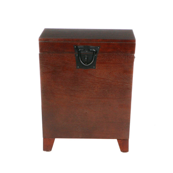 Safavieh Pyramid Trunk End Table With Lift Top Mdf Storage And Beveled Mirror Accent Legs BROWN CK2225