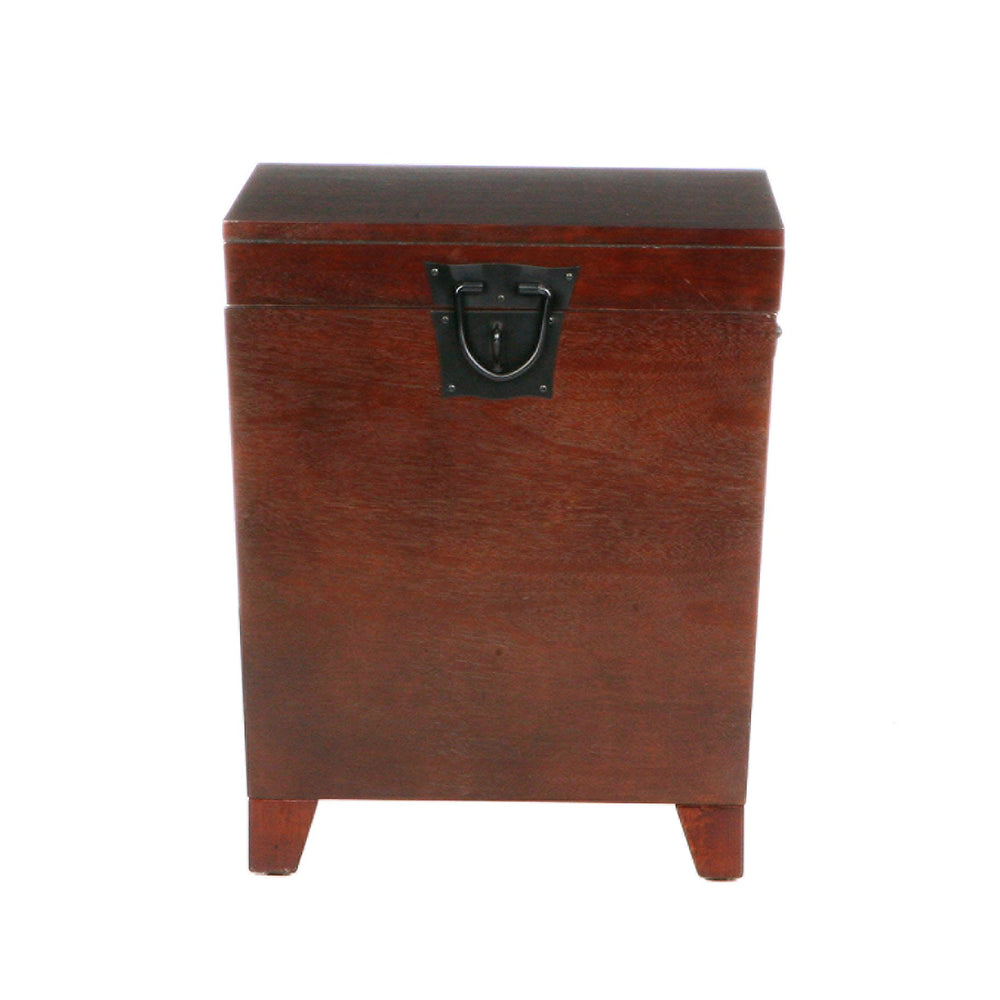 Safavieh Pyramid Trunk End Table With Lift Top Mdf Storage And Beveled Mirror Accent Legs BROWN CK2225