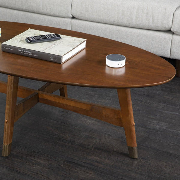 Safavieh Rhoda Oval Rubberwood Coffee Table With Brass Feet For A Stylish Living Room CK2621