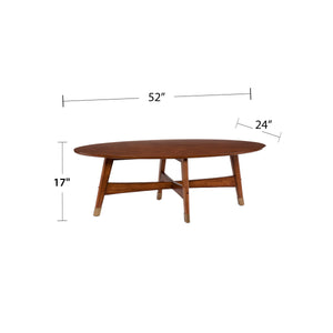 Safavieh Rhoda Oval Rubberwood Coffee Table With Brass Feet For A Stylish Living Room CK2621