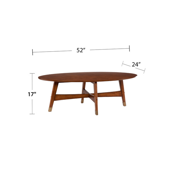 Safavieh Rhoda Oval Rubberwood Coffee Table With Brass Feet For A Stylish Living Room CK2621