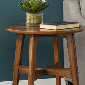 Safavieh Rhoda Round End Table Solid Rubberwood Midcentury Accent For Living Room Or Bedroom CK2622