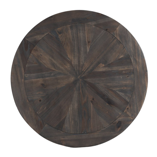 Safavieh Landsmill Reclaimed Fir Round Side Table With Sunburst Top And Iron Frame CK2682