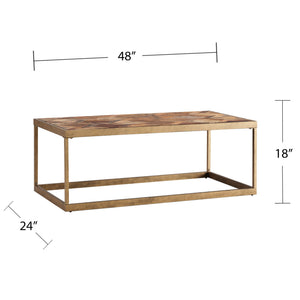 Safavieh Dorville Reclaimed Elm Patchwork Coffee Table With Iron Frame For Living Rooms CK2690