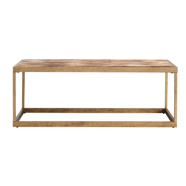Safavieh Dorville Reclaimed Elm Patchwork Coffee Table With Iron Frame For Living Rooms CK2690