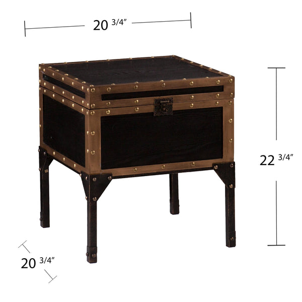 Safavieh Drifton Vintage Trunk End Table With Hidden Storage And Antique Bronze Accent Hardware CK3182