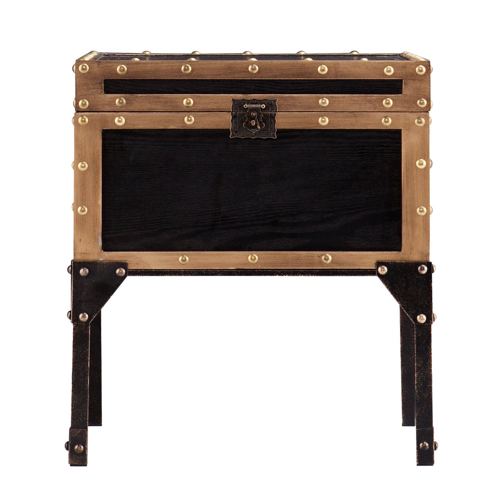 Safavieh Drifton Vintage Trunk End Table With Hidden Storage And Antique Bronze Accent Hardware CK3182