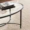 Safavieh Quinton Oval Tempered Glass Coffee Table With Scrollwork Iron Frame For Living Rooms BLACK CK3600