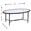 Safavieh Quinton Oval Tempered Glass Coffee Table With Scrollwork Iron Frame For Living Rooms BLACK CK3600