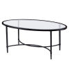 Safavieh Quinton Oval Tempered Glass Coffee Table With Scrollwork Iron Frame For Living Rooms BLACK CK3600
