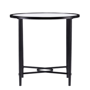 Safavieh Quinton Oval Tempered Glass Top Iron Side Table With Scrollwork For Living Room Decor BLACK CK3602