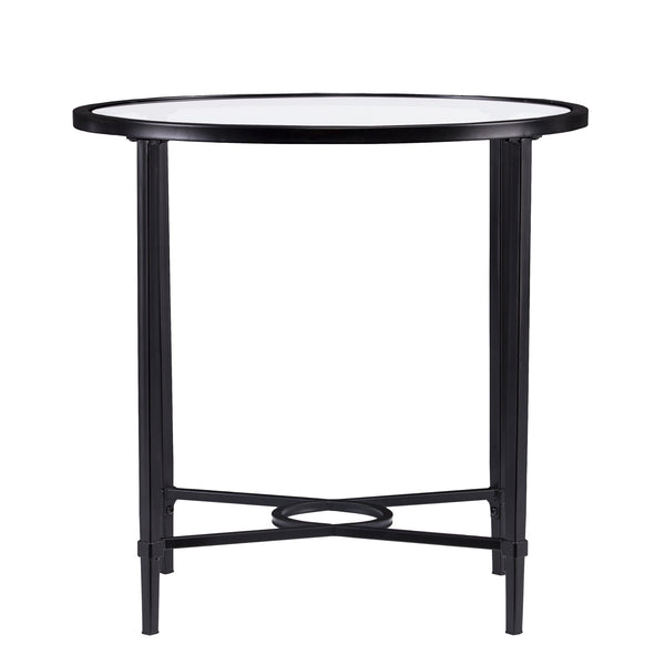 Safavieh Quinton Oval Tempered Glass Top Iron Side Table With Scrollwork For Living Room Decor BLACK CK3602