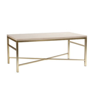 Safavieh Orinda Travertine Look Cocktail Table With Geometric Brass Frame For Modern Living Rooms CK3940