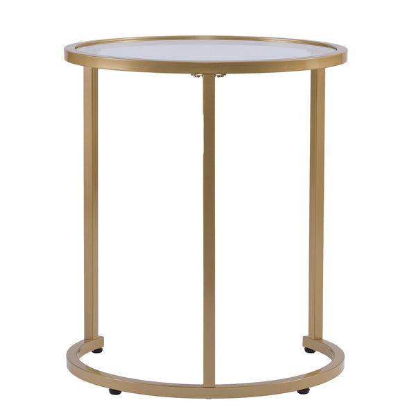 Safavieh Evelyn Glam Nesting Tables Set Of Two Tempered Glass Top Metal Frame Accent GOLD CK4292