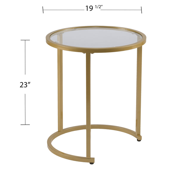 Safavieh Evelyn Glam Nesting Tables Set Of Two Tempered Glass Top Metal Frame Accent GOLD CK4292