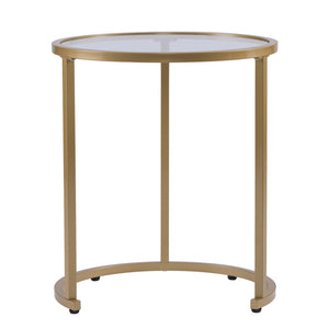 Safavieh Evelyn Glam Nesting Tables Set Of Two Tempered Glass Top Metal Frame Accent GOLD CK4292
