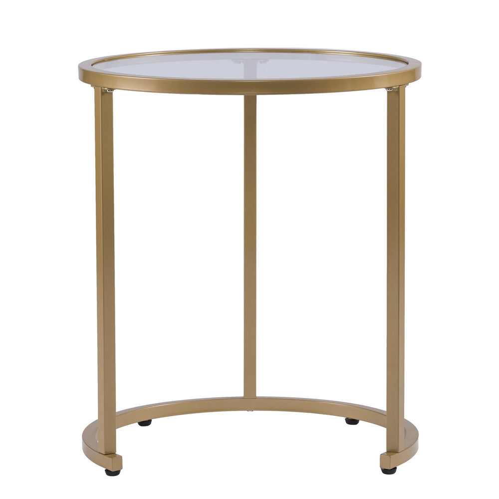 Safavieh Evelyn Glam Nesting Tables Set Of Two Tempered Glass Top Metal Frame Accent GOLD CK4292