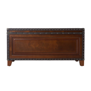 Safavieh Amherst Vintage Trunk Coffee Table With Lift Top Hidden Storage And Nailhead Faux Leather BROWN CK5480