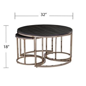 Safavieh Lachlan Round Nesting Coffee Table Set Modern Glam Iron Frame Living Room Trio CK5870