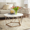 Safavieh Luna Round Art Deco Coffee Table With Faux Stone Top And Sculptural Iron Base CK5970