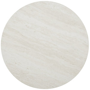 Safavieh Luna Round Travertine Top End Table With Geometric Iron Base For Glam Living Spaces CK5972