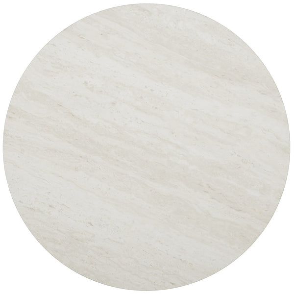 Safavieh Luna Round Travertine Top End Table With Geometric Iron Base For Glam Living Spaces CK5972