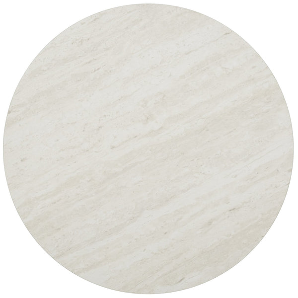 Safavieh Luna Round Faux Travertine End Table With Geometric Iron Base For Modern Living Rooms CK5982