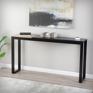 Safavieh Holly Martin Lydock Midcentury Console Table Ash Veneer Top Iron Frame Narrow Entryway Accent CK7623