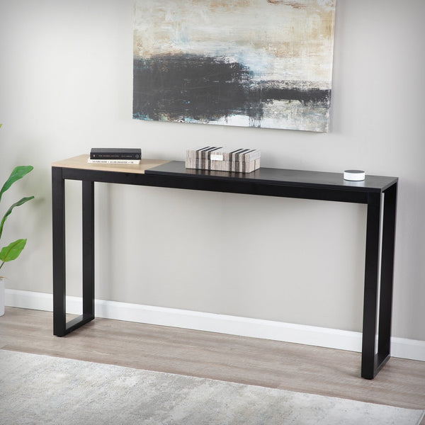 Safavieh Holly Martin Lydock Midcentury Console Table Ash Veneer Top Iron Frame Narrow Entryway Accent CK7623