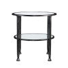Safavieh Jaymes Round Two Tier Tempered Glass End Table With Industrial Iron Frame BLACK CK8742