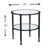 Safavieh Jaymes Round Two Tier Tempered Glass End Table With Industrial Iron Frame BLACK CK8742