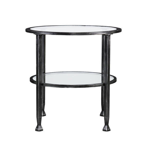 Safavieh Jaymes Round Two Tier Tempered Glass End Table With Industrial Iron Frame BLACK CK8742