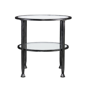 Safavieh Jaymes Round Two Tier Tempered Glass End Table With Industrial Iron Frame BLACK CK8742