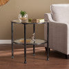 Safavieh Jaymes Round Two Tier Tempered Glass End Table With Industrial Iron Frame BLACK CK8742