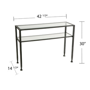 Safavieh Metal Console Table With Tempered Glass Shelves Brushed Black Frame For Entryway Or Sofa CK8773