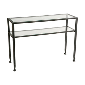 Safavieh Metal Console Table With Tempered Glass Shelves Brushed Black Frame For Entryway Or Sofa CK8773