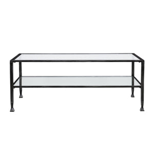 Safavieh Jaymes Tempered Glass Iron Frame Coffee Table With Open Shelf For Modern Living Rooms CK8779