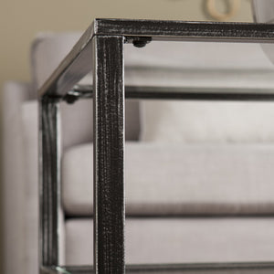 Safavieh Jaymes Tempered Glass Iron Frame Coffee Table With Open Shelf For Modern Living Rooms CK8779
