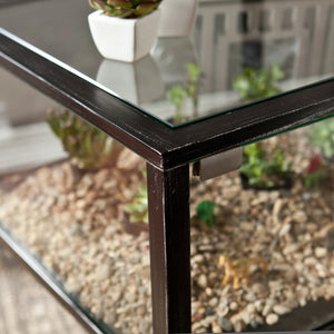 Safavieh Terrarium Display Side Table With Glass Panels For Plants And Living Room Decor BLACK CK8862