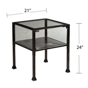 Safavieh Terrarium Display Side Table With Glass Panels For Plants And Living Room Decor BLACK CK8862