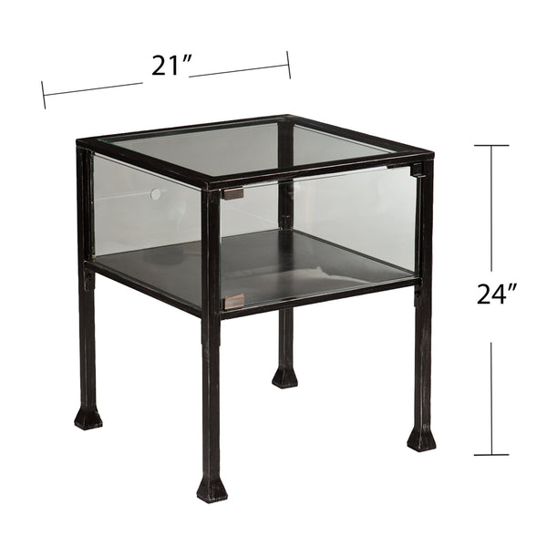 Safavieh Terrarium Display Side Table With Glass Panels For Plants And Living Room Decor BLACK CK8862