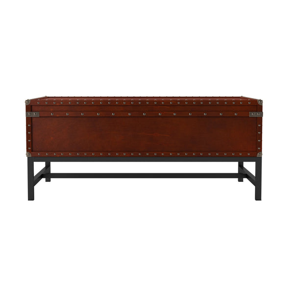Safavieh Voyager Nailhead Trim Cocktail Table With Hidden Storage And Birch Veneer Antique Finish CK9820